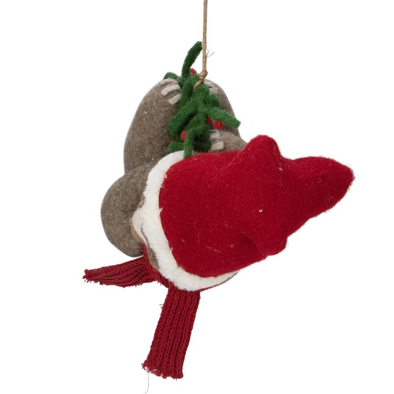12.75" Brown and Red Sloth Hanging Christmas Ornament