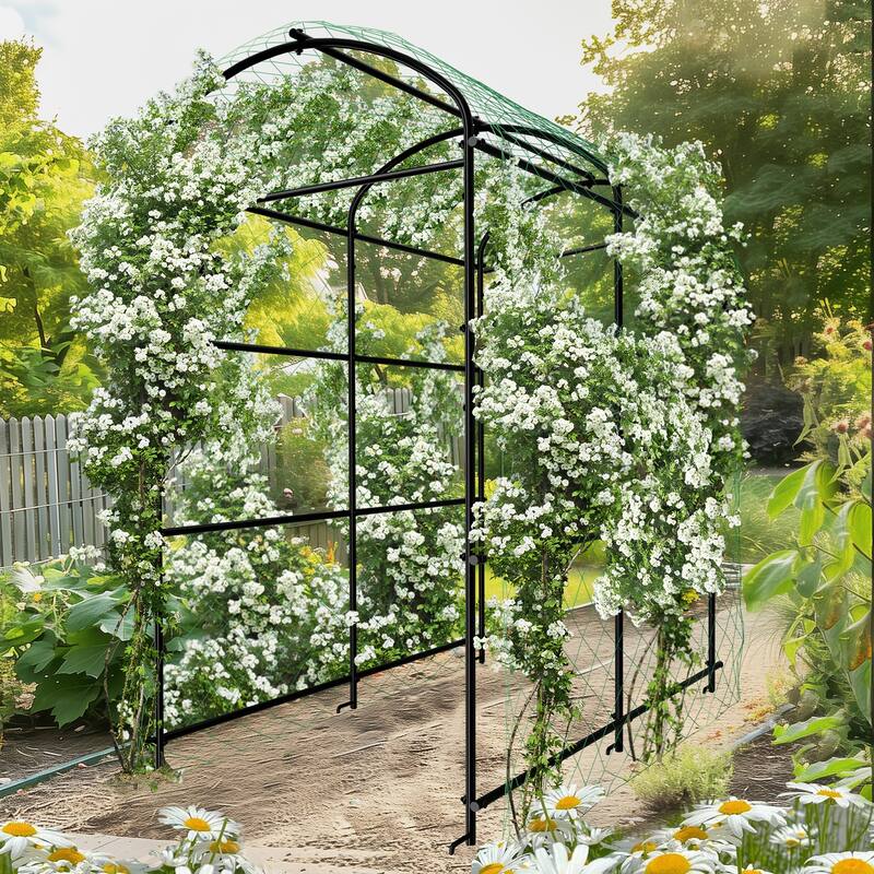 Large Metal Archway Arbor Plants Arch Trellis Garden Tunnel with Climbing Net