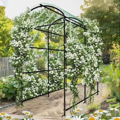Large Metal Archway Arbor Plants Arch Trellis Garden Tunnel with Climbing Net