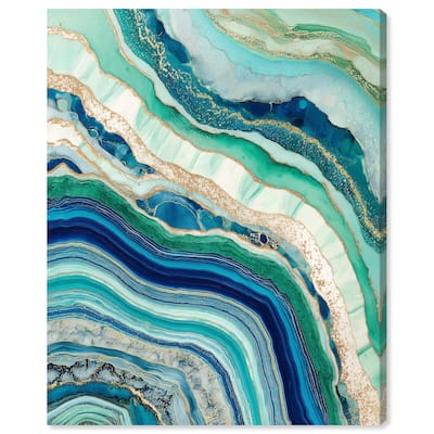 Blue Green Abstract Agate II Canvas by Art Remedy, Gallery Wrapped