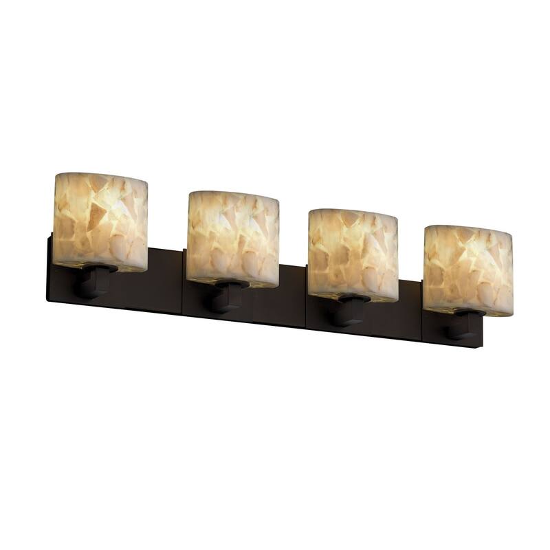 Justice Design Alabaster Rocks Modular 4-light Dark Bronze Bath Bar, Oval Shade