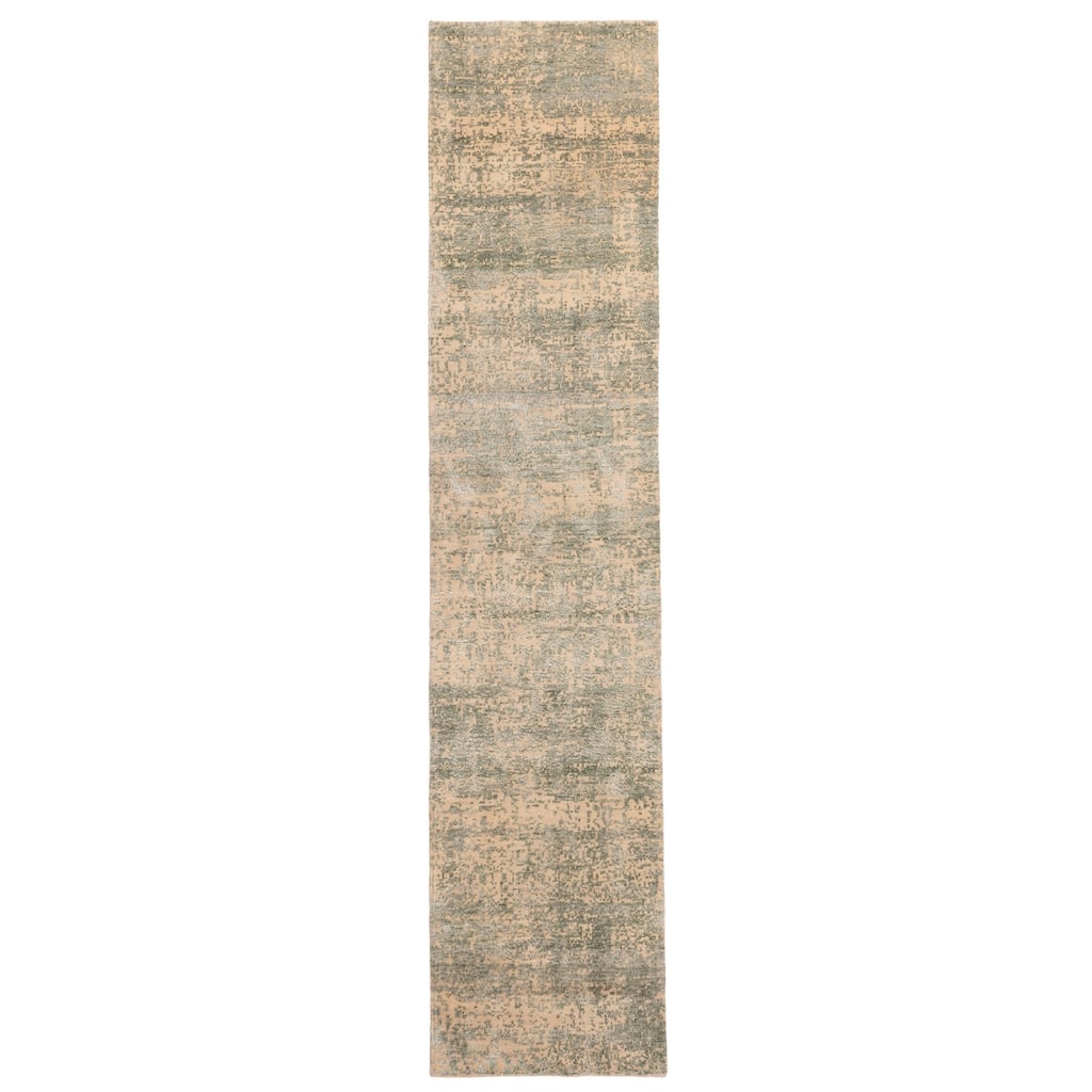 ECARPETGALLERY Hand-knotted Legacy Dark Green Silk, Wool Rug - 2'6 x 12'1