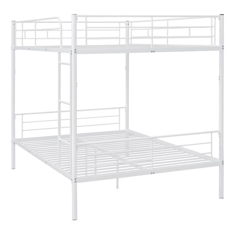 Full Over Full Metal Bunk Bed with Chrome Finish - Sturdy Iron Frame, Space-Saving Design for Kids & Teens