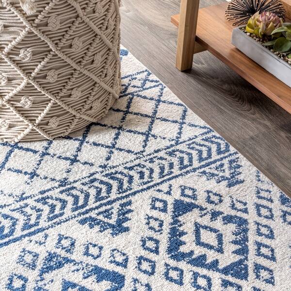 Shop Jonathan Y Moroccan Hype Boho Vintage Tribal Cream Blue 2 Ft