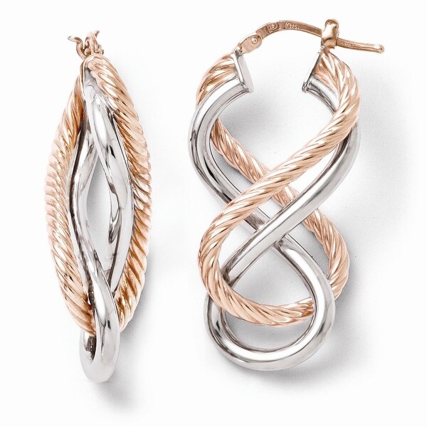 Italian Sterling Silver Rose Gold-plated Hinged Earrings