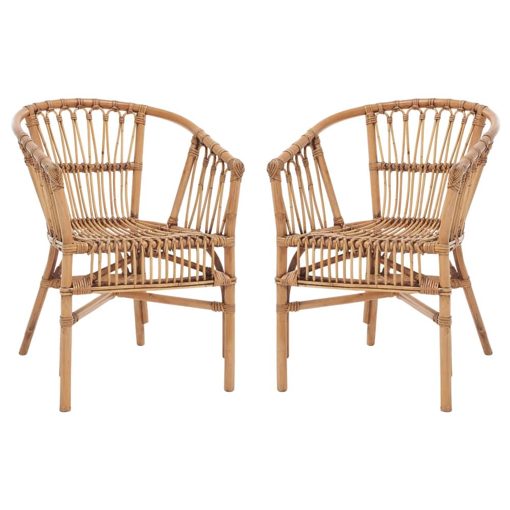 SAFAVIEH Silia Rattan Accent Chairs (Set of 2) - 22.8" W x 23.6" L x 30.3" H - 23Wx24Dx30H