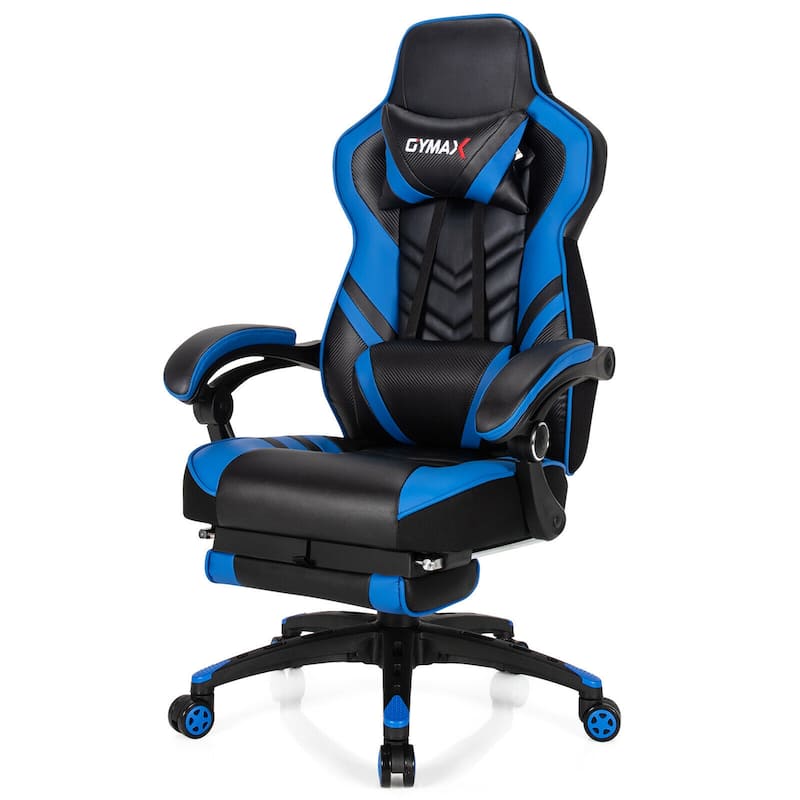 Gymax Office Computer Desk Chair Gaming Chair Adjustable Swivel - See Details - Blue
