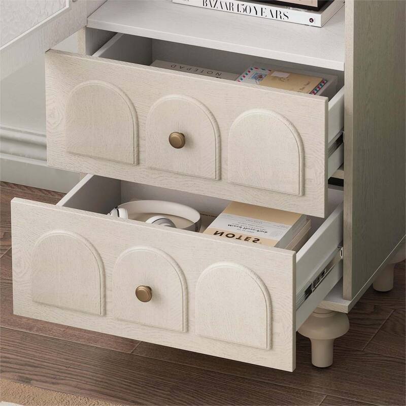 62.99 Inch Tall Storage Cabinet with Tempered Glass Door,Two Drawers,and Adjustable Shelf for Versatile Home Organization