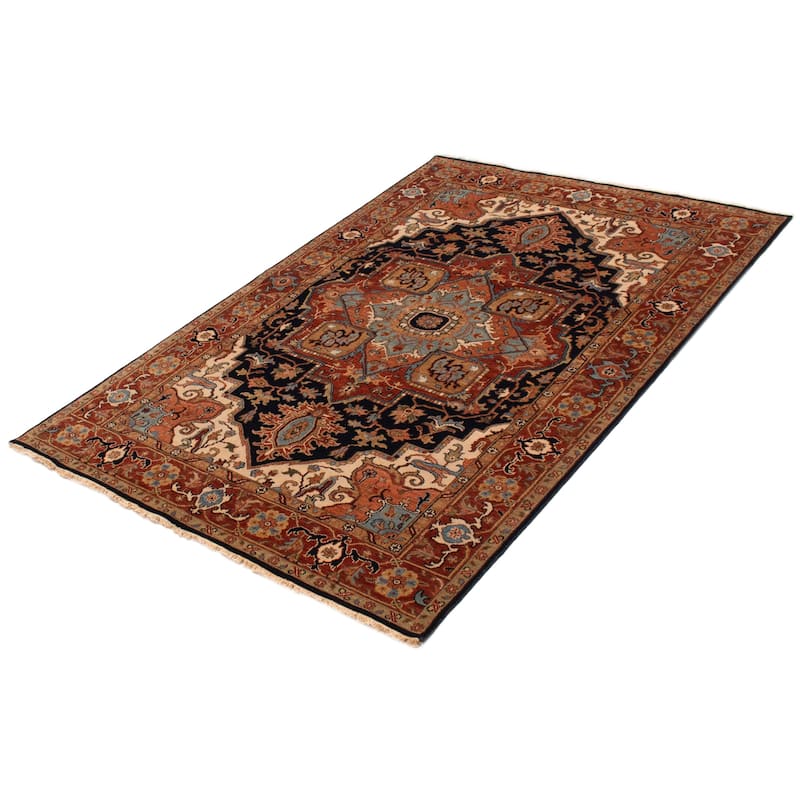 ECARPETGALLERY Hand-knotted Jules Sultane Dark Navy Wool Rug - 5'10 x 8'10