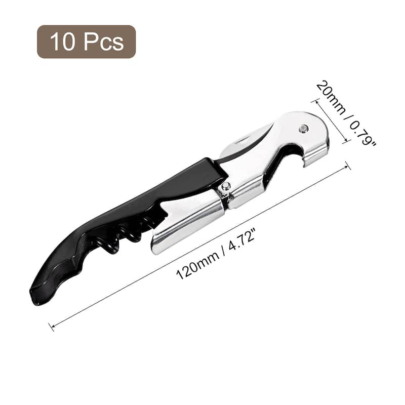 10Pcs 5" Wine Openers Waiter Corkscrew Red Wine Bottle Opener - Black