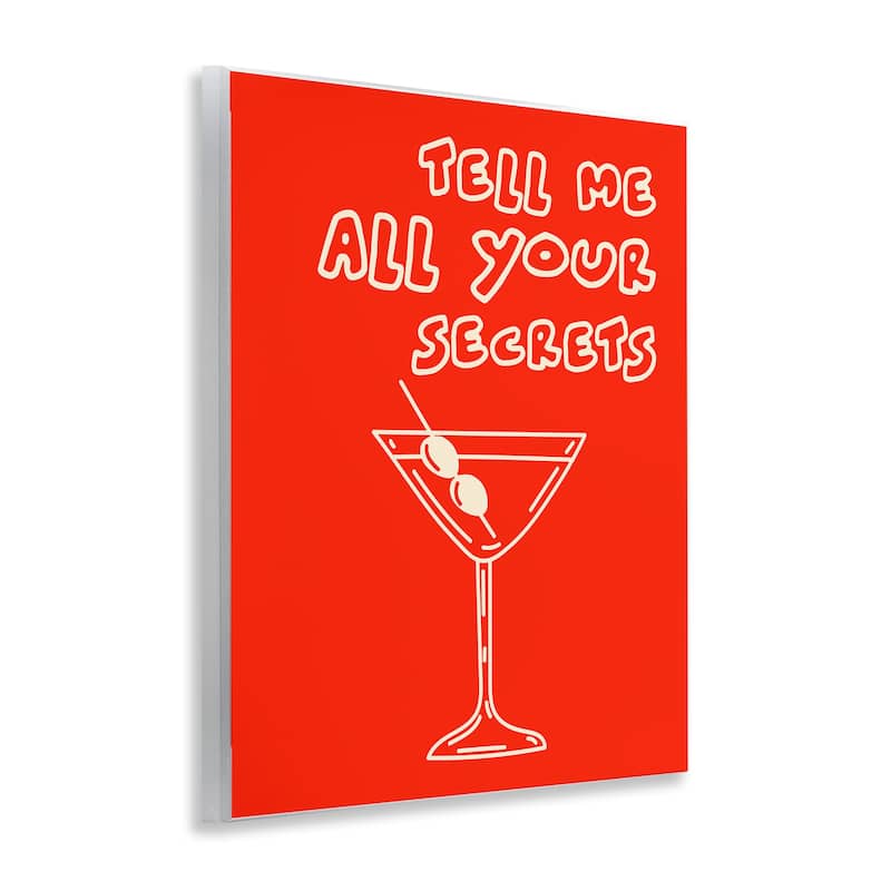 Stupell Tell Me Your Secrets Cocktail Wall Plaque Art Design By House of Lulu