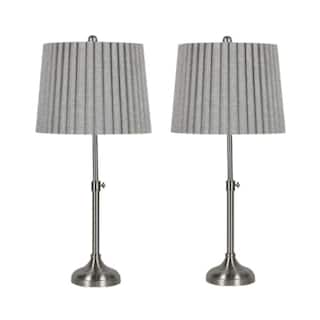 Pair of 24.25-30" Adjustable Metal Table Lamps with Designer Mini-Fluted Shades - 30