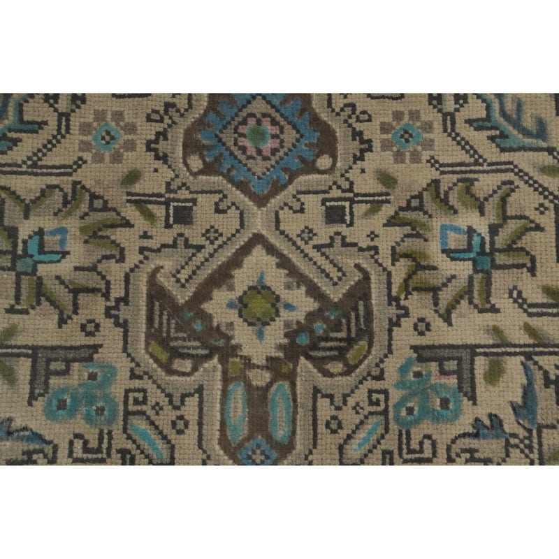 Hand Knotted Oriental 100% Wool Carpet Traditional Floral Beige & Ivories Tabriz Area Rug - 9' 3'' X 6' 5''