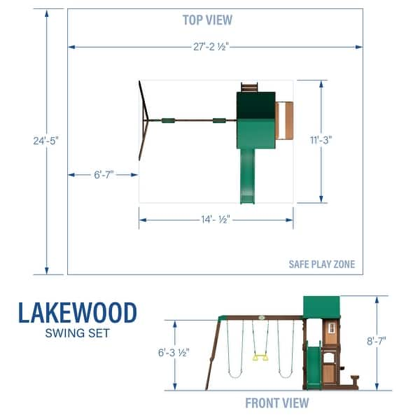 Backyard Discovery Lakewood Cedar Wood Swing Set, Slide, Clubhouse - 14'0" x 11'3"