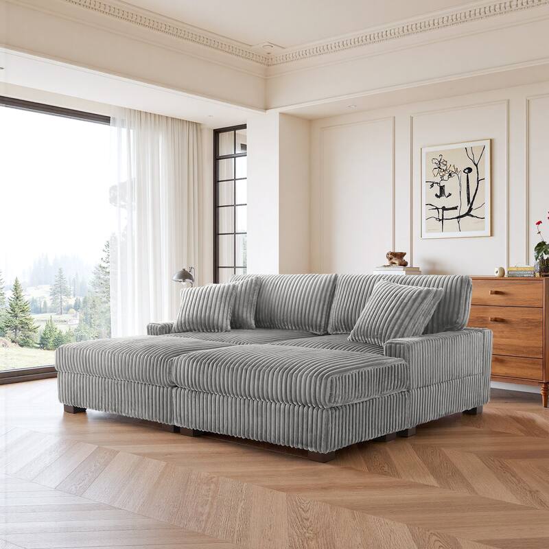 83.4" W Upholstered Sectional Modular Sofa with 2 Ottoman
