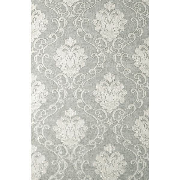 slide 2 of 6, Fine Decor Florentine Grey Damask Wallpaper
