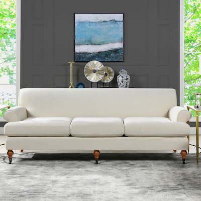 Alana Lawson 88 Inch Living Room Sofa – Three Cushion Couch with Rolled Arms and Tight Back – Minimal Assembly Required