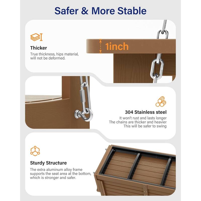 WINSOON 55" All Weather HIPS Outdoor Porch Swing