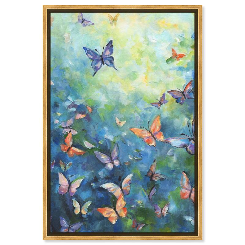 Art Remedy Aesthetic Butterflies Framed Butterfly 1 Piece Canvas Wall Art - 31 x 46 - Gold