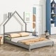 preview thumbnail 37 of 52, House-Shaped Headboard Floor Bed with Bed Platform Full Grey