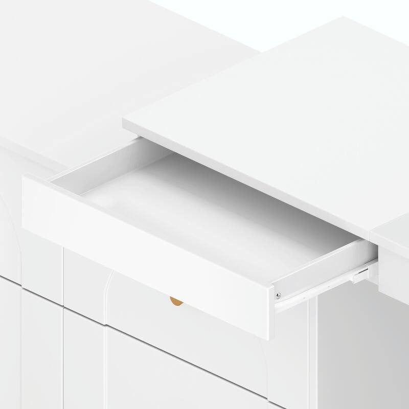 Vanity Desk with Mirror & Lights, Flip-Top Makeup Vanity Table