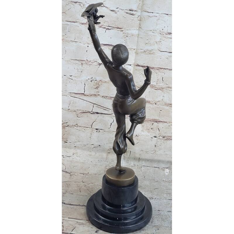 Parrot Girl Bronze Figure Statue Sculpture After Paul Philippe Dancer Girl Bird