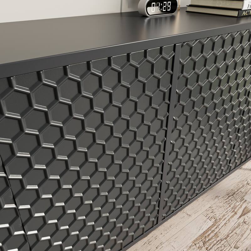 63" Modern Sideboard With 5 Stable Legs And 4 Adjustable Shelves,Buffet Cabinet