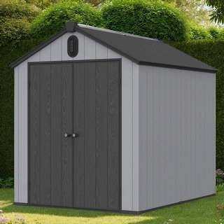 Large 6' x 8' Outdoor Resin Plastic Storage Shed w/Floor & Lockable - 6*8ft - Bed Bath & Beyond ...