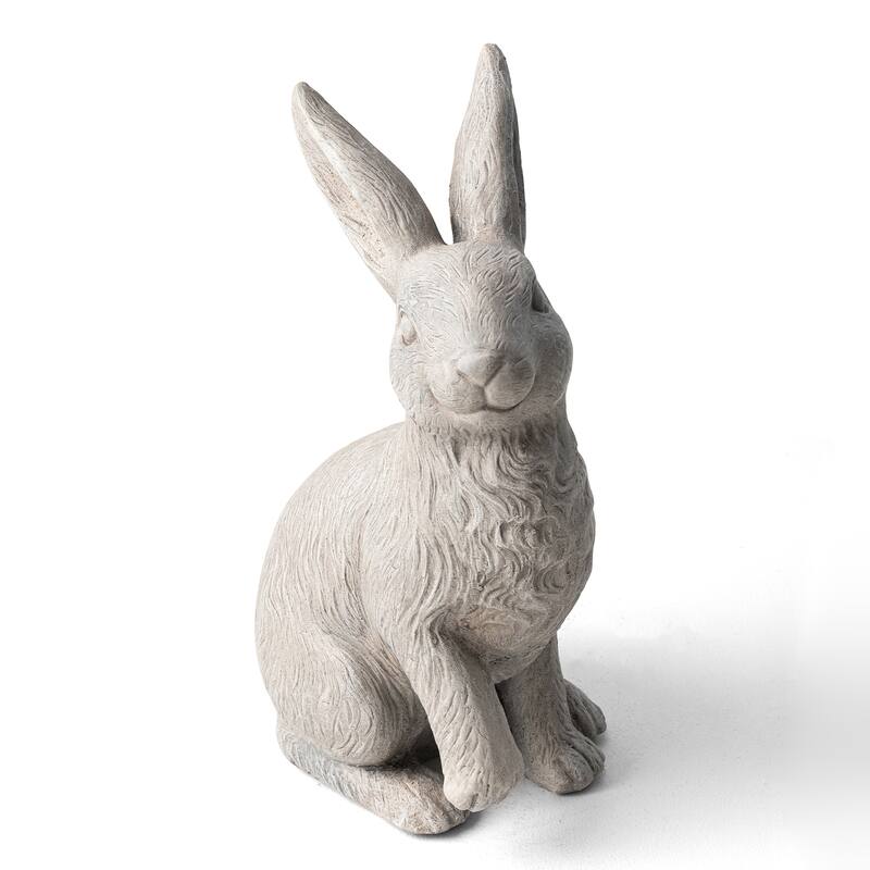 Glitzhome 18"H MGO Cute Sitting Rabbit Garden Statue Decoration