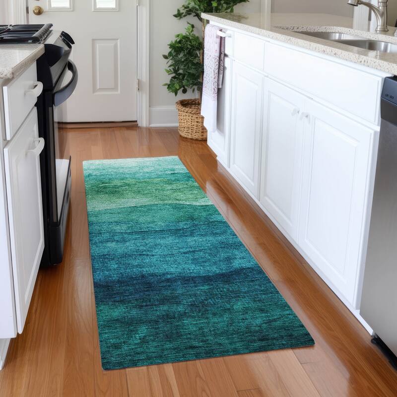 Premium Washable Super Soft Modern Ombre Mayfield Rug - Teal - 2'3" x 7'6"