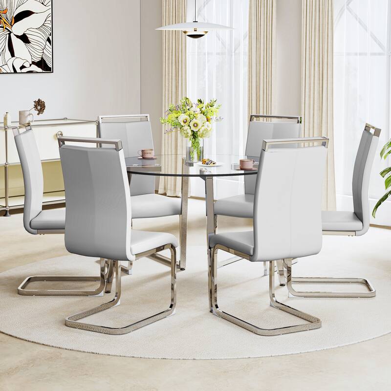 Modern Tempered Glass Table Dining Table Coffee Table End Table Entryway Table for Dining Room