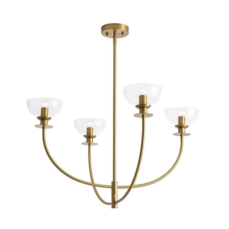 Modern 4-Light Cup Shape Clear Glass Arc Metal Chandelier - 29.7 in