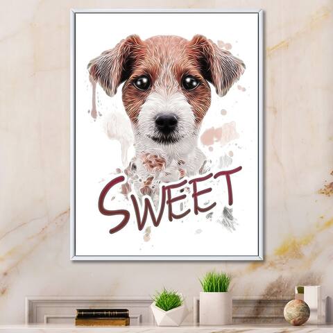 Designart "Cartoon Cute Jack Russell Terrier Dog" Children's Art Framed Canvas Wall Art