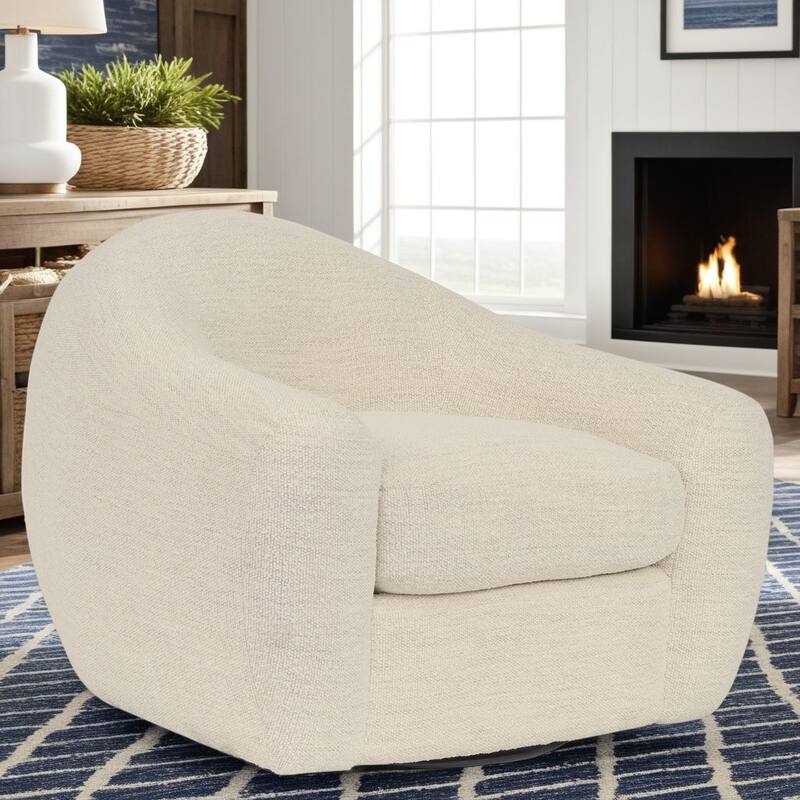 Molly Pearl Upholstered Cloud Swivel Accent Chair - Pearl
