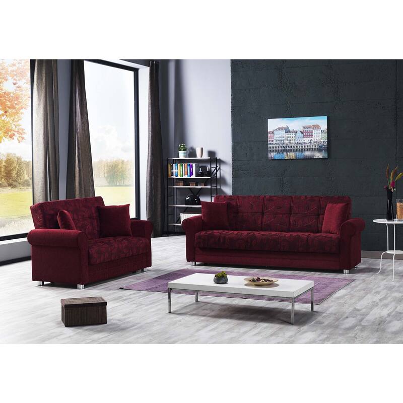 Collection Upholstered Convertible Loveseat With Storage