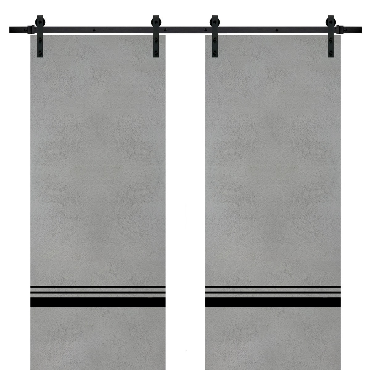SartoDoors Planum 0012 | Closet Door Double Barn Door | Solid Wood | Hardware Set | 36x80, Concrete Bedroom Door Bathroom Door