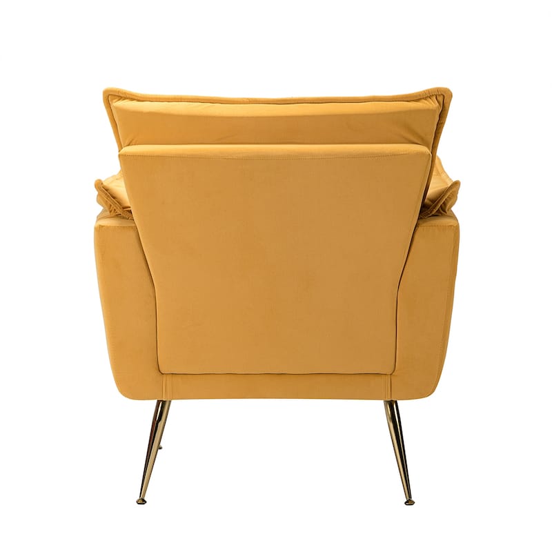 1ida Modern Velvet Tufted Padded Cushion Armchair with Golden Metal Legs by HULALA HOME
