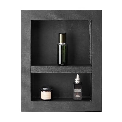 Black Plastic Shower Niche with Double-Layer Waterproof Design - 16 x 4 x 20 in