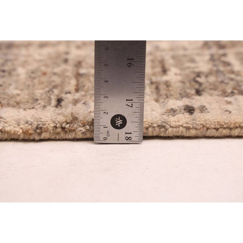 ECARPETGALLERY Hand Loomed Elysian Beige, Taupe Wool Rug - 8'0 x 9'11