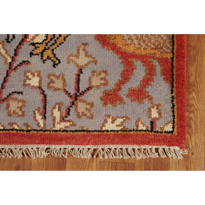 Hand Knotted Oriental 100% Wool Carpet Traditional All-Over Greys & Charcoal Ziegler Runner Rug - 7' 11'' X 2' 5''