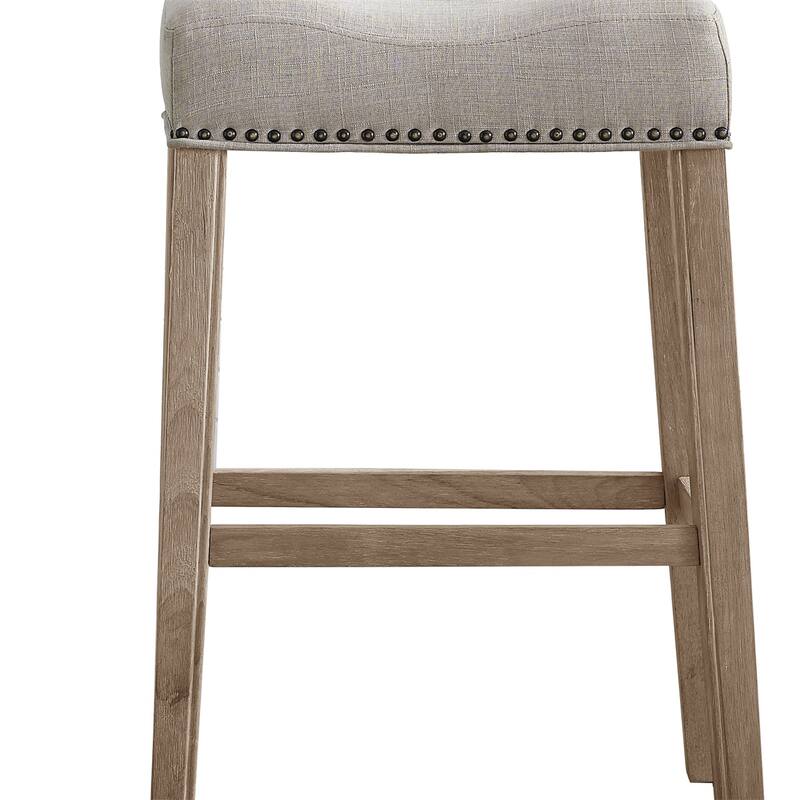 Upholstered Backless Saddle Seat Bar Stools 29" height Set of 2, Tan