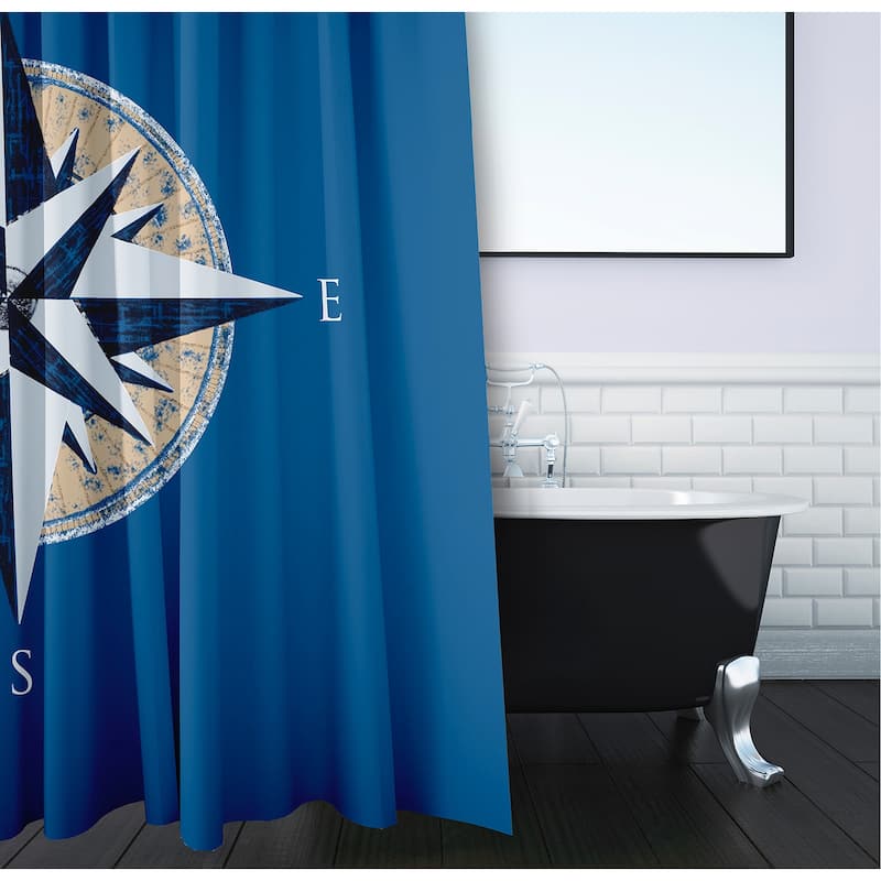 71 x 74-inch Compass Geometric Print Shower Curtain