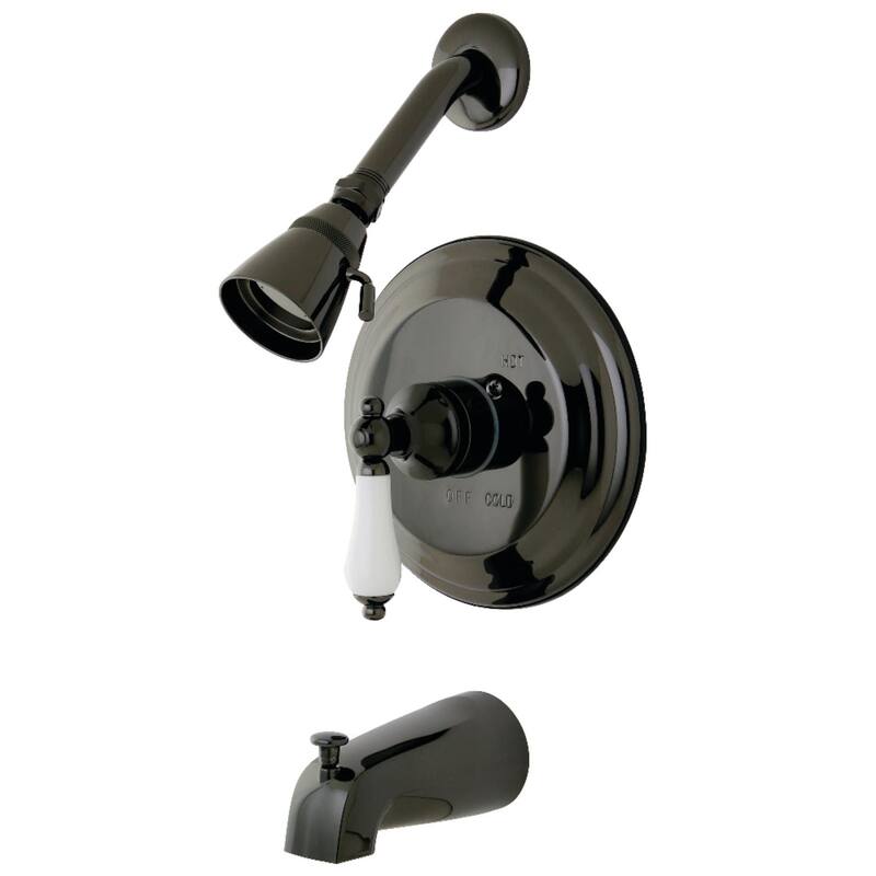 Kingston Brass Water Onyx Tub and Shower Trim Package with 1.8 GPM - Black Stainless Steel
