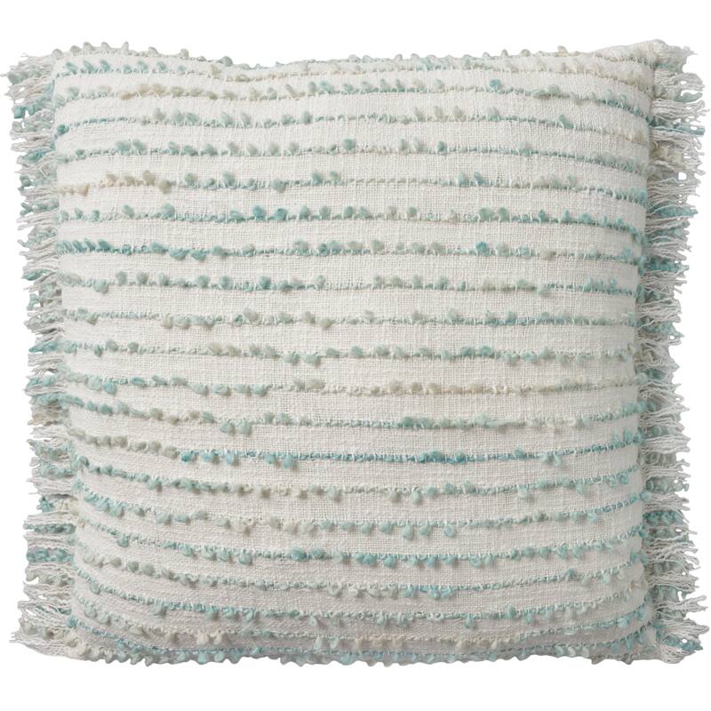Mina Victory Lifestyle Hnd Stitch Line Strp 20" x 20" Aqua Indoor Throw Pillow - 20" x 20"