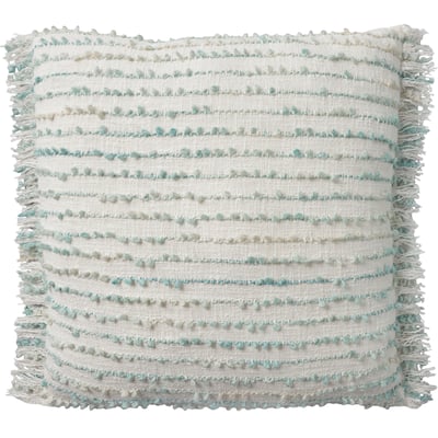 Mina Victory Lifestyle Hnd Stitch Line Strp 20" x 20" Aqua Indoor Throw Pillow