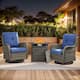 Option Grey Wicker Blue Cushion