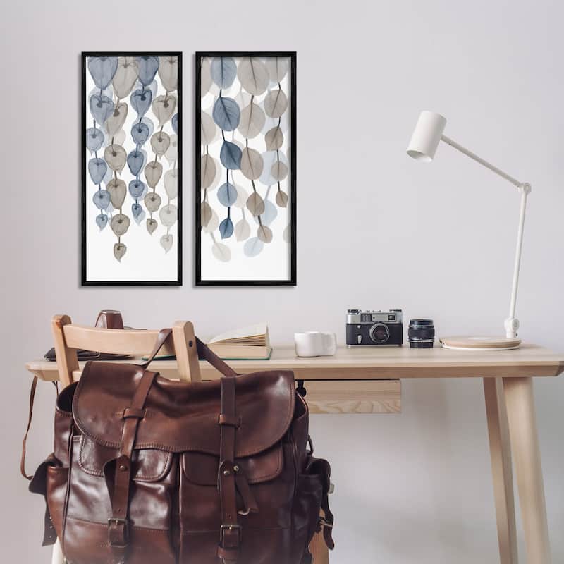 Stupell Neutral Opaque Cascading Leaves Framed Giclee Art Design by Albert Koetsier (Set of 2)