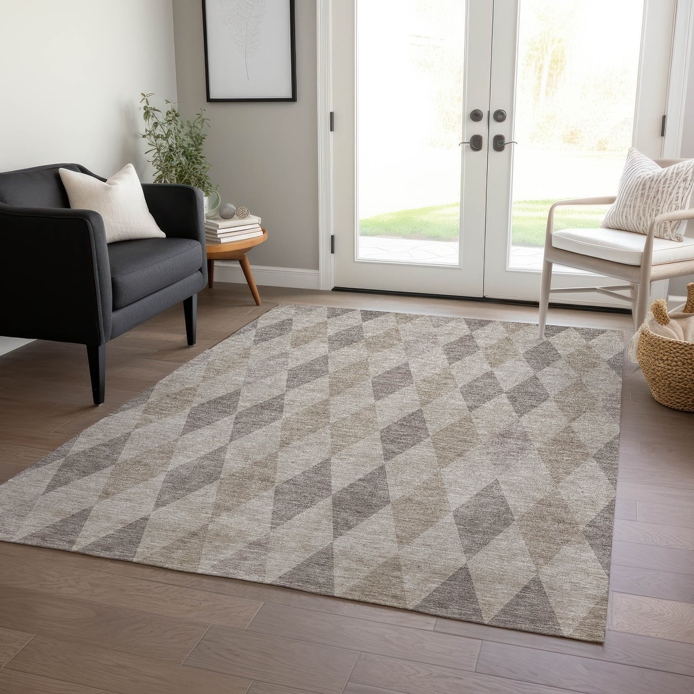 Machine Washable Indoor/ Outdoor Argyle Chantille Rug