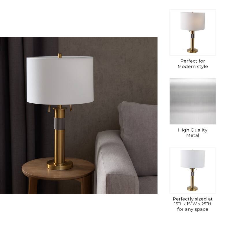 Metal Dual Pulls Contemporary Table Lamp - Gold, 25 in. - 25.0"