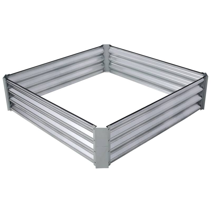 4x4x1ft Square Elevated Outdoor Galvanized Planter Pot